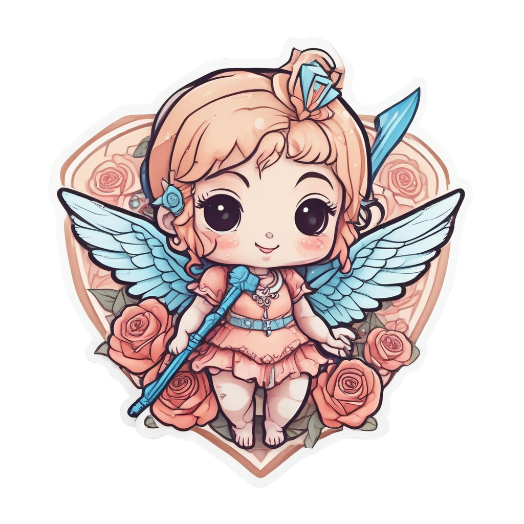 Cupid Rose Dagger Heart — snake, dagger & rose stickers