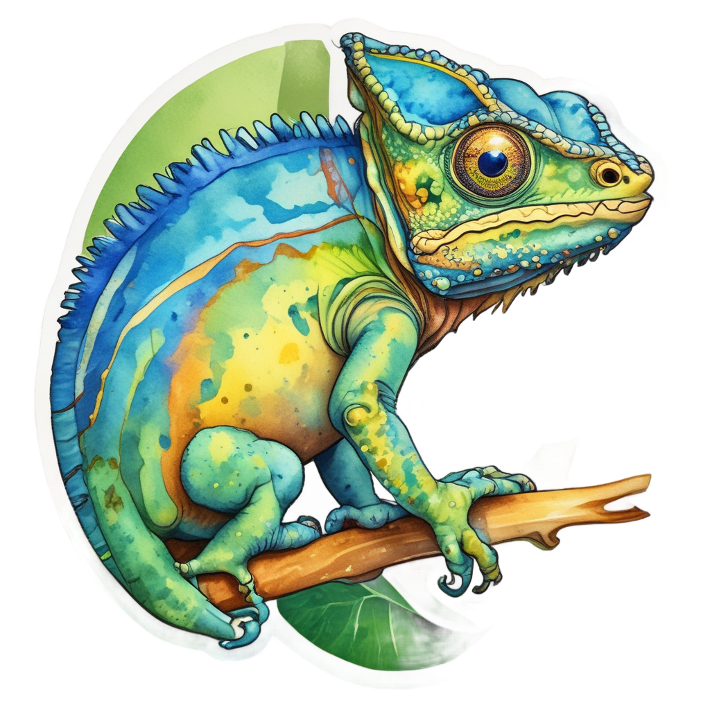 Curious Chameleon Stripe Badge — warning signage stickers