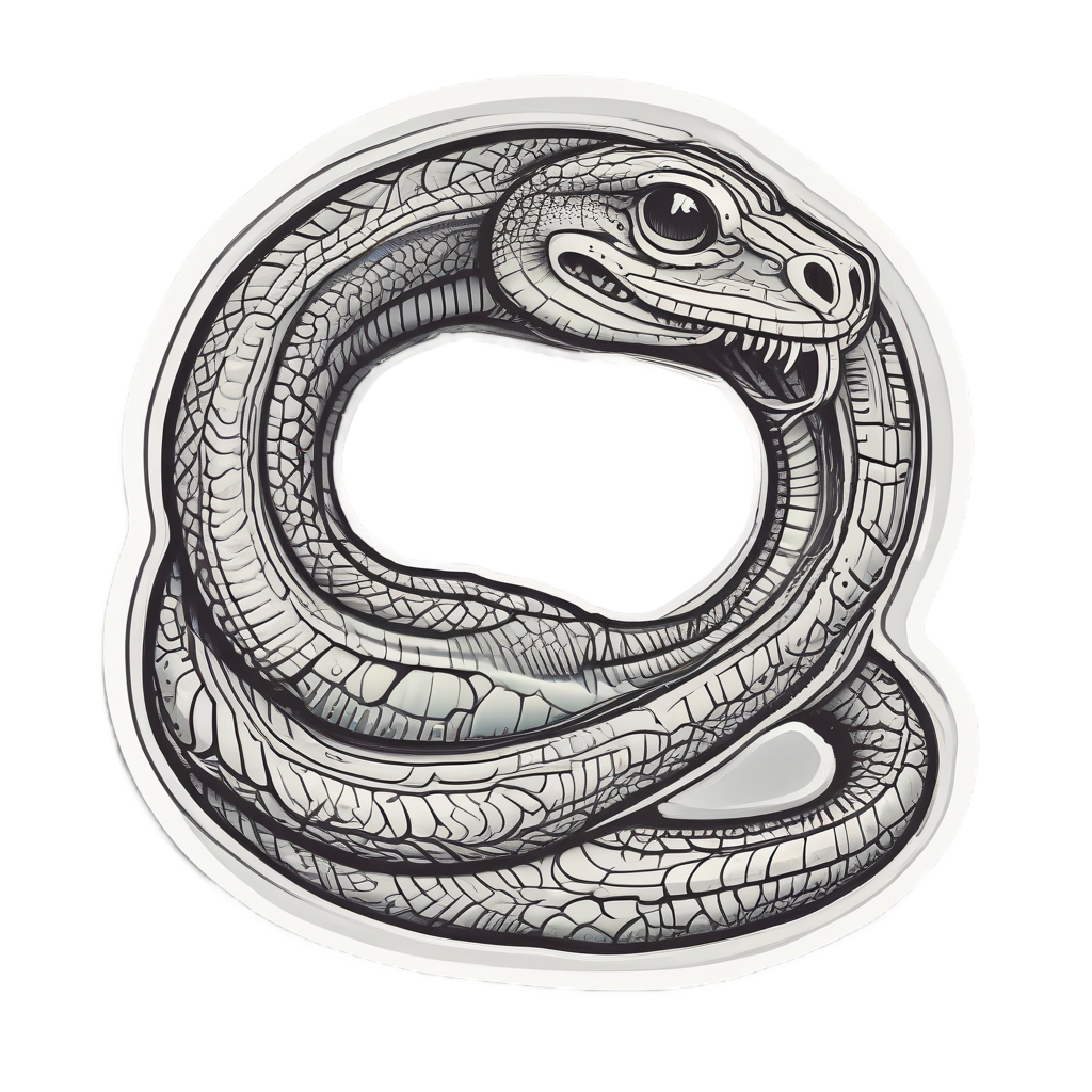 Curious Coiled Serpent — fine-line flash stickers
