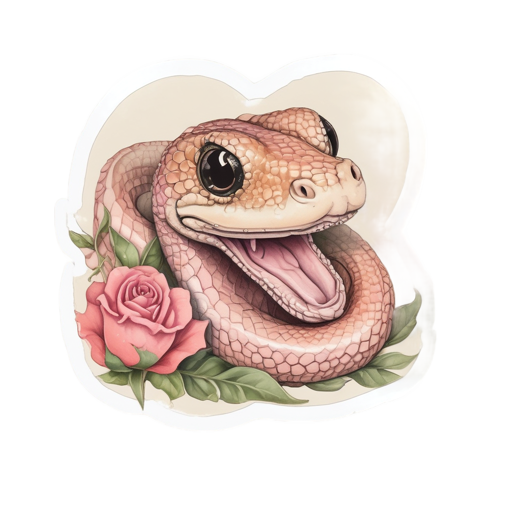 Curious Hognose and Bud — snake, dagger & rose stickers