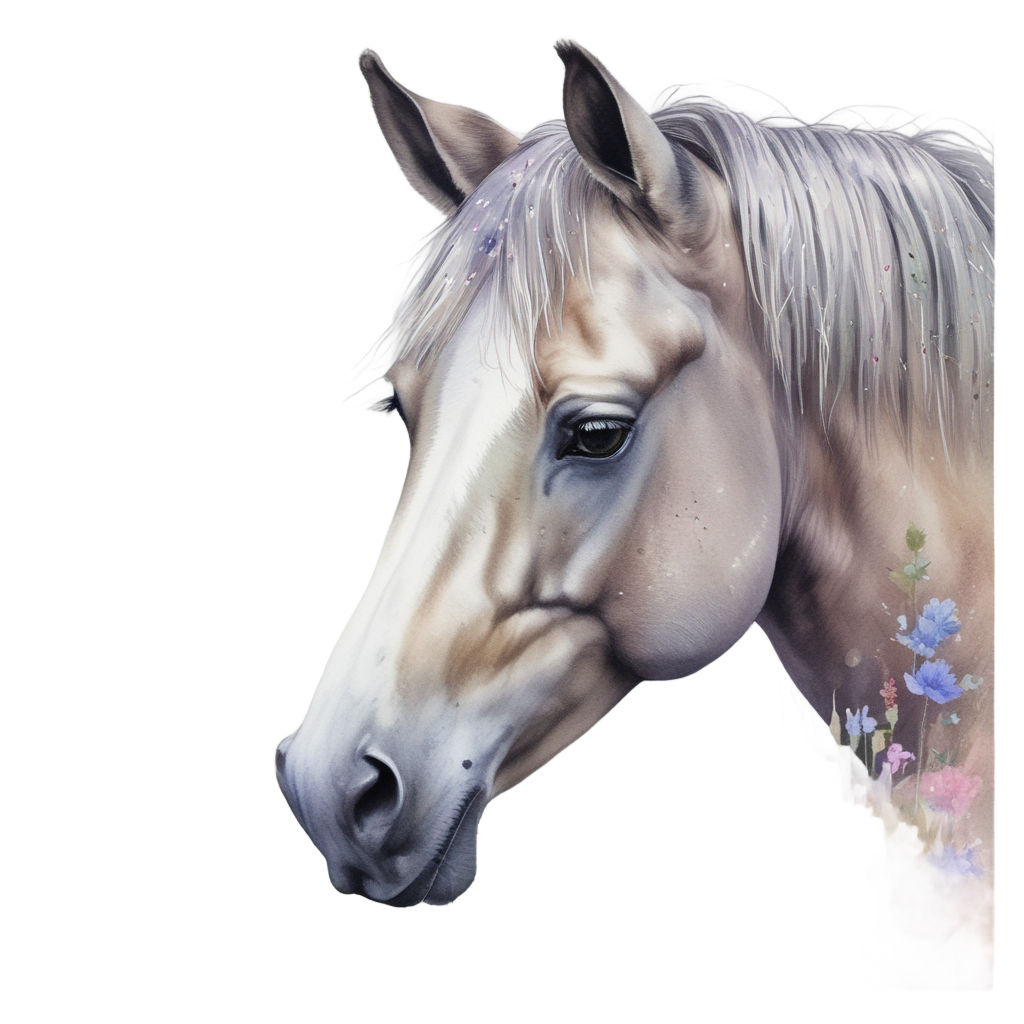 Curious Mustang with Wildflowers — horses stickers