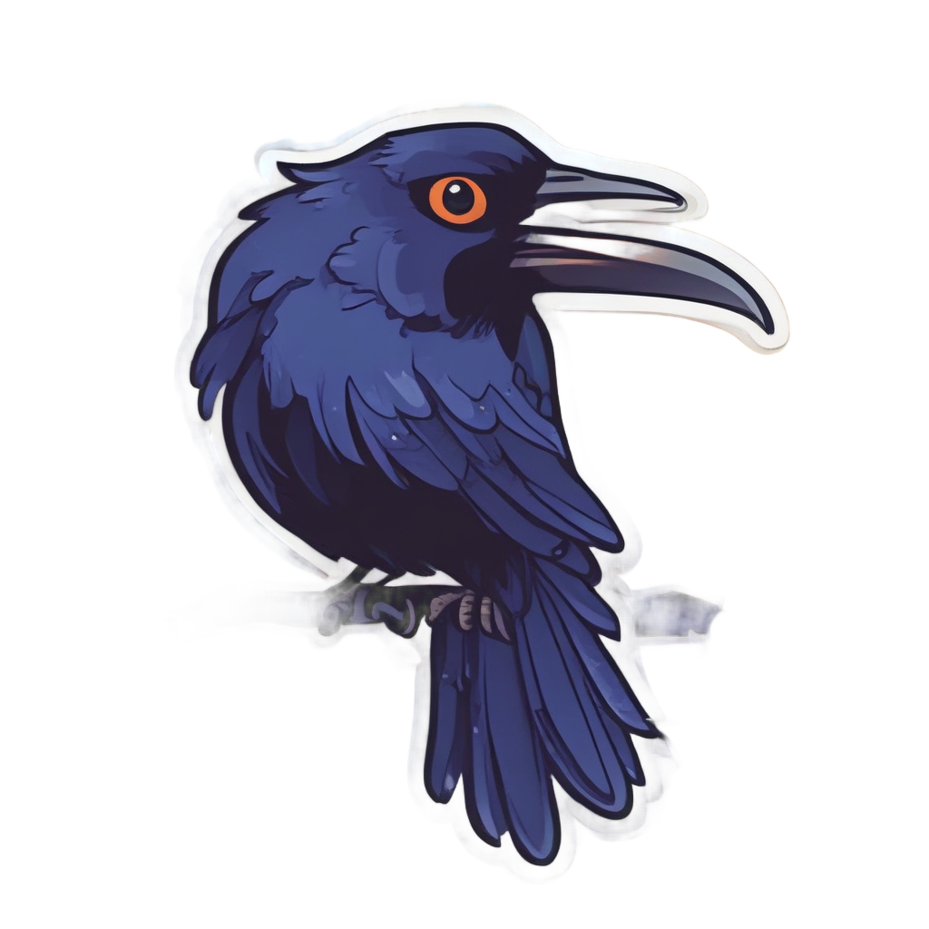 Curious Raven with Berry — gothic botanical stickers