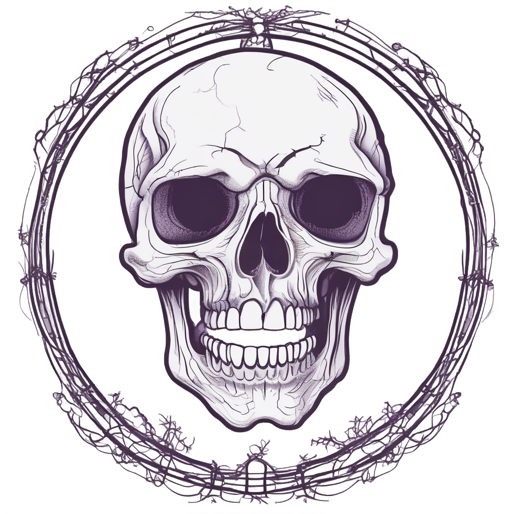Curious Skull with Halo — barbed wire stickers