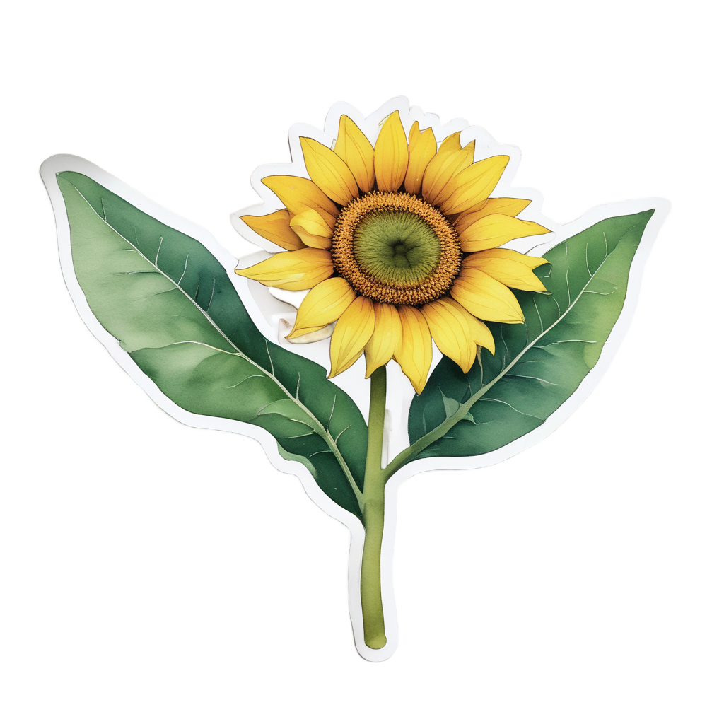 Curious Sunflower Sprout — single stem stickers