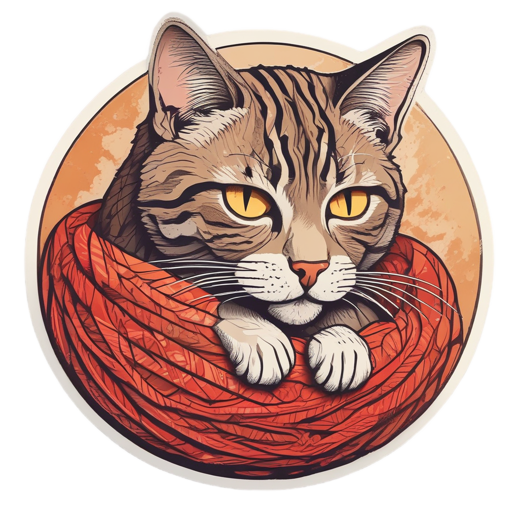 Curl with Yarn Ball — cats stickers