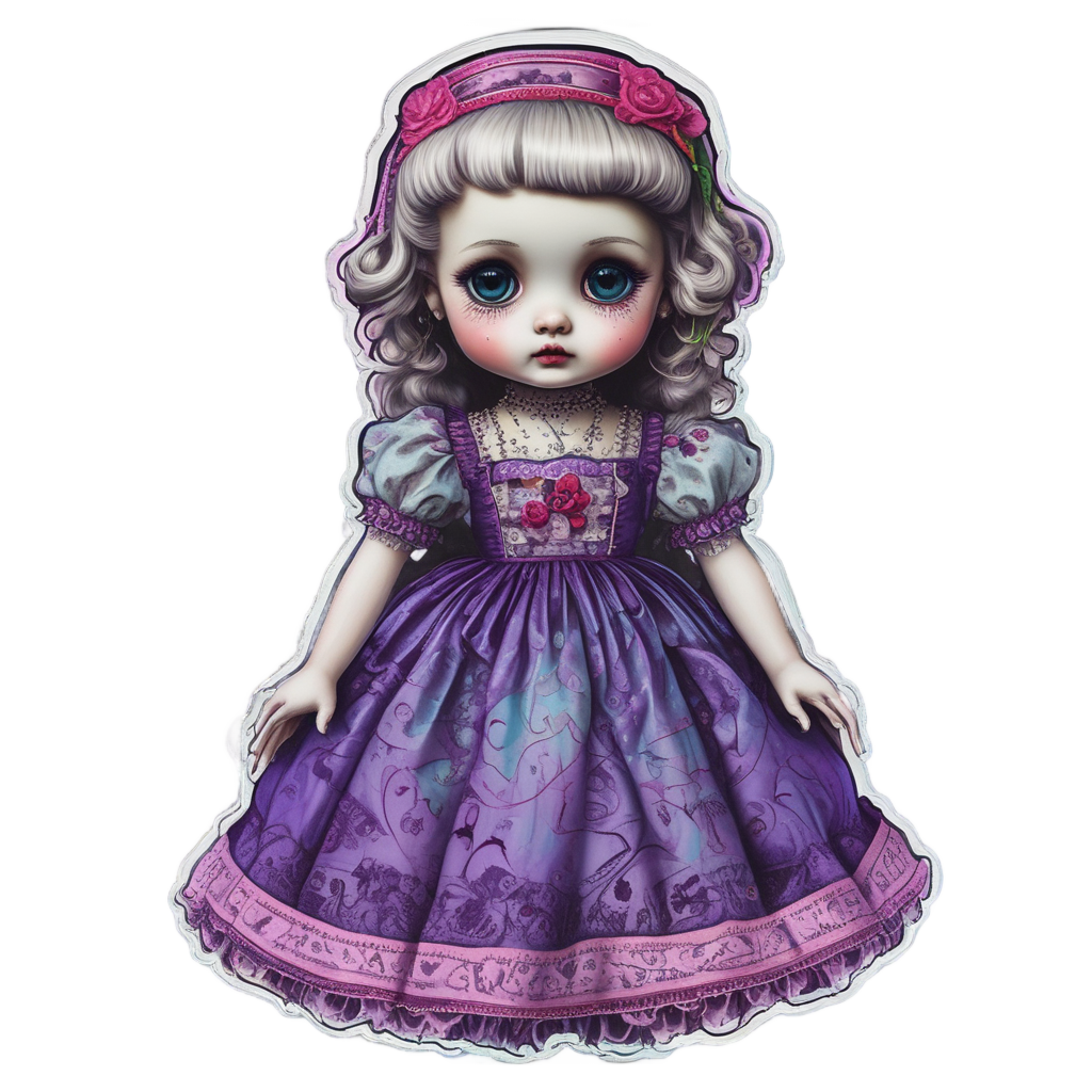 Cursed Doll Neon Gaze — b-movie stickers