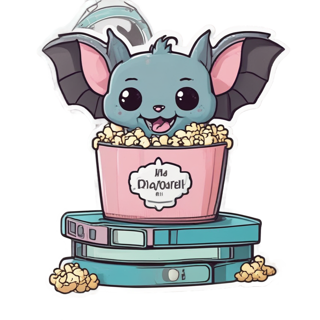 Cute Bat with Popcorn — b-movie stickers