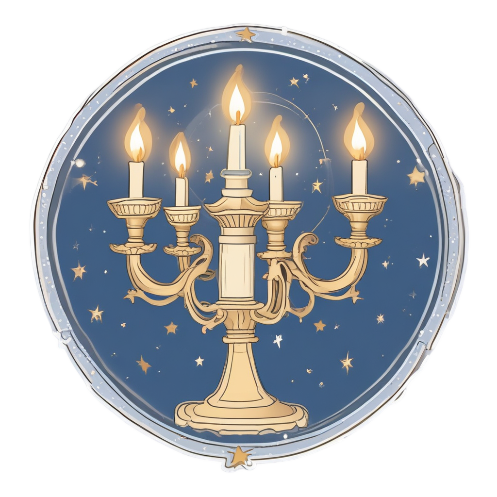 Cute candelabra with stars in lineart