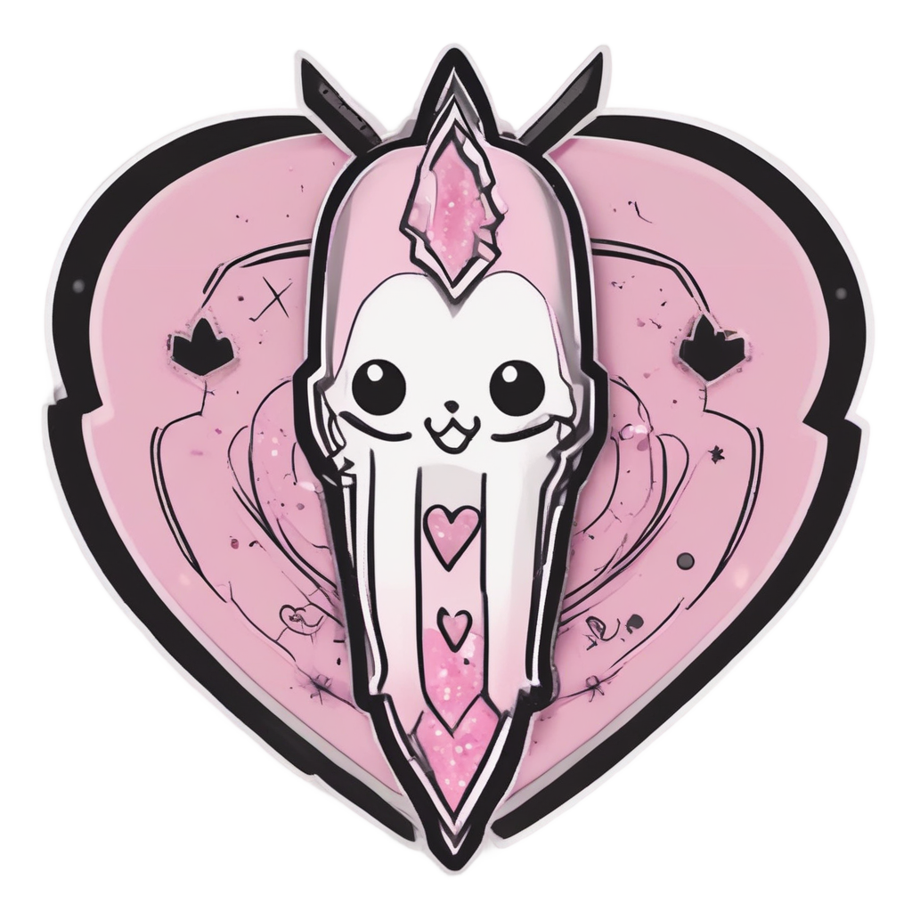 Cute Heart Dagger — blackwork flash stickers