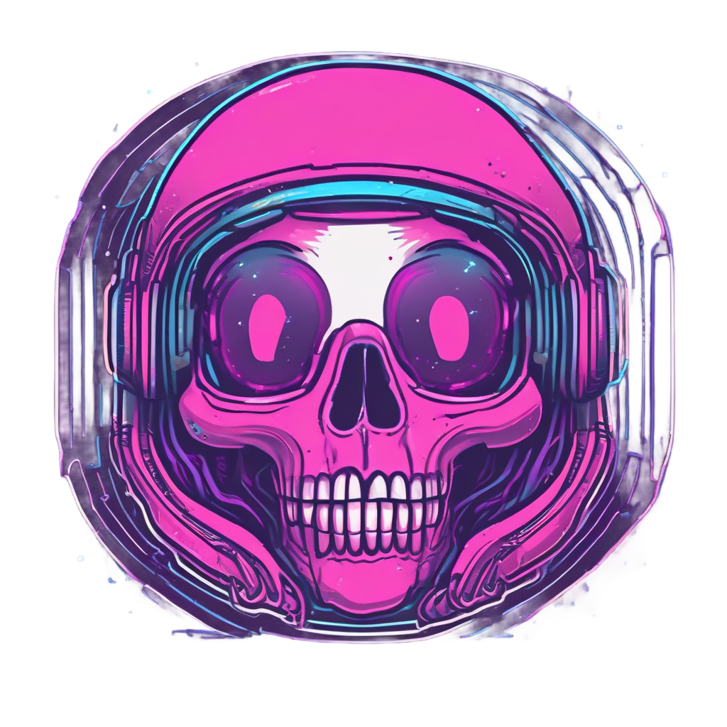 Cute Skull Astronaut — neon cyber skull stickers