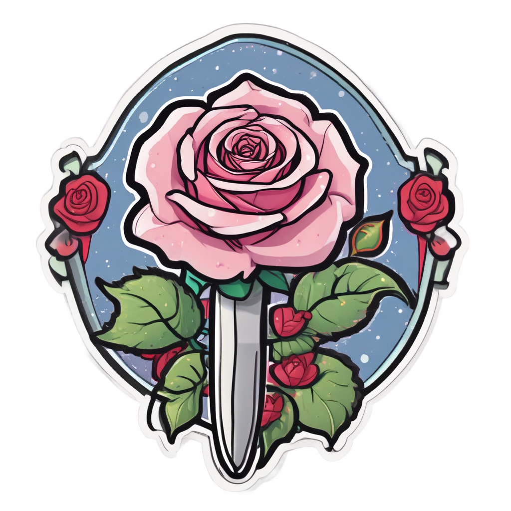Cute Thorny Rose Dagger — snake, dagger & rose stickers