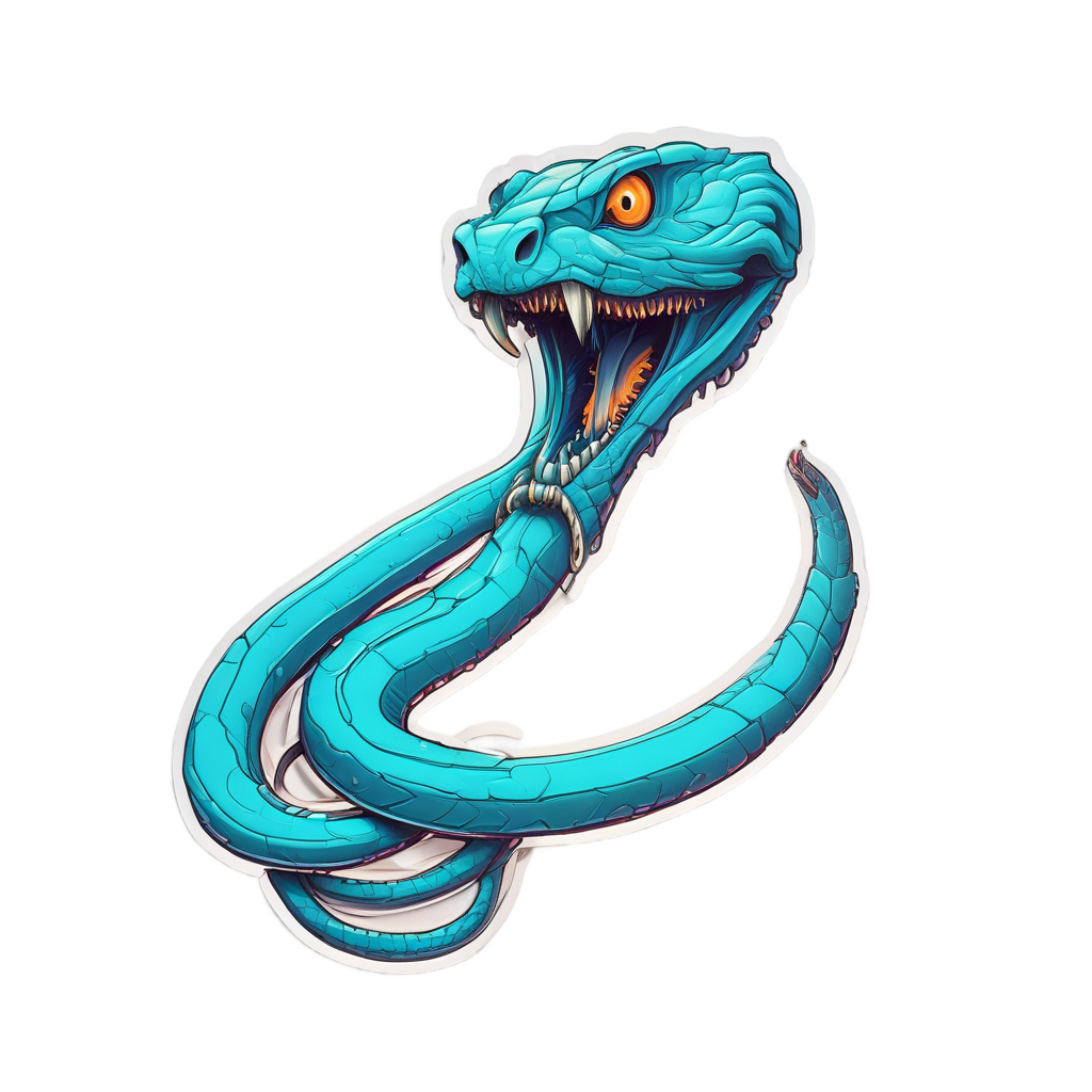 Cyan Coil Fang Dagger — snake, dagger & rose stickers