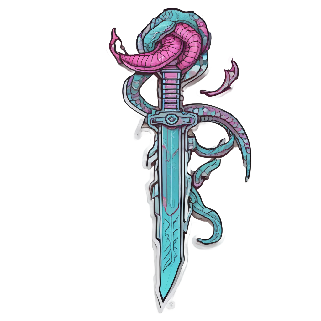 Cyber Coil Kris — snake, dagger & rose stickers
