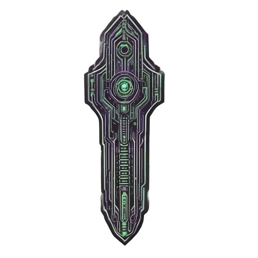 Cyber Dagger Circuit Pulse — blackwork flash stickers