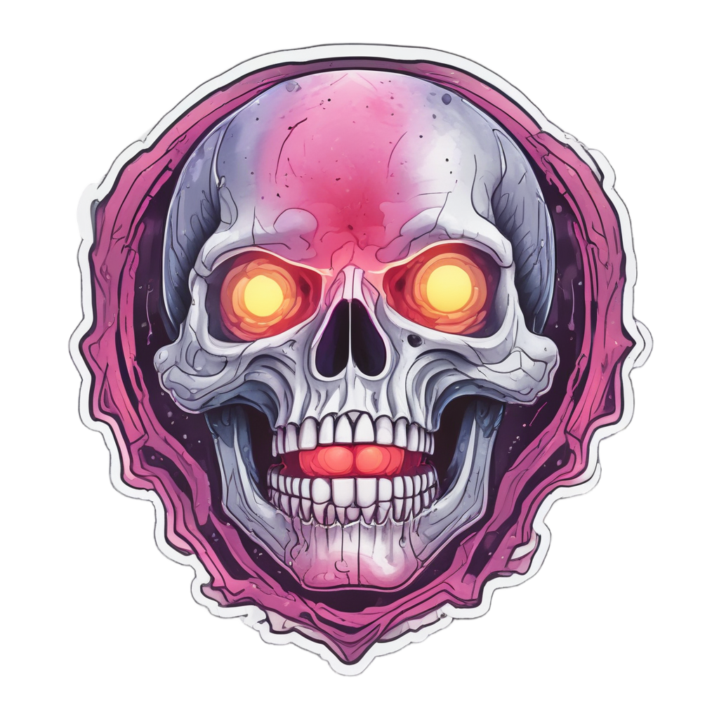 Cyber Heart Skull — neon cyber skull stickers