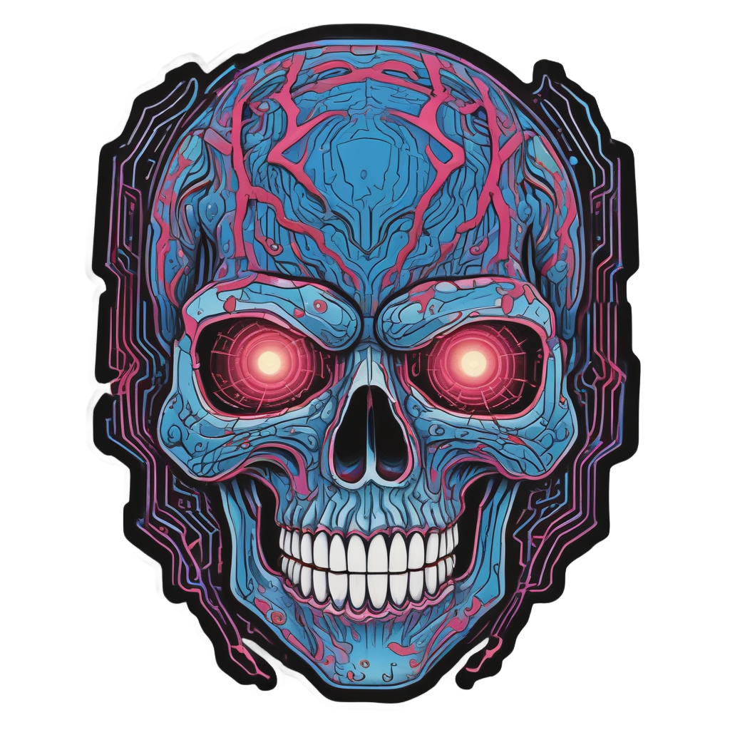 Cyber Inferno Skull — gamer stickers