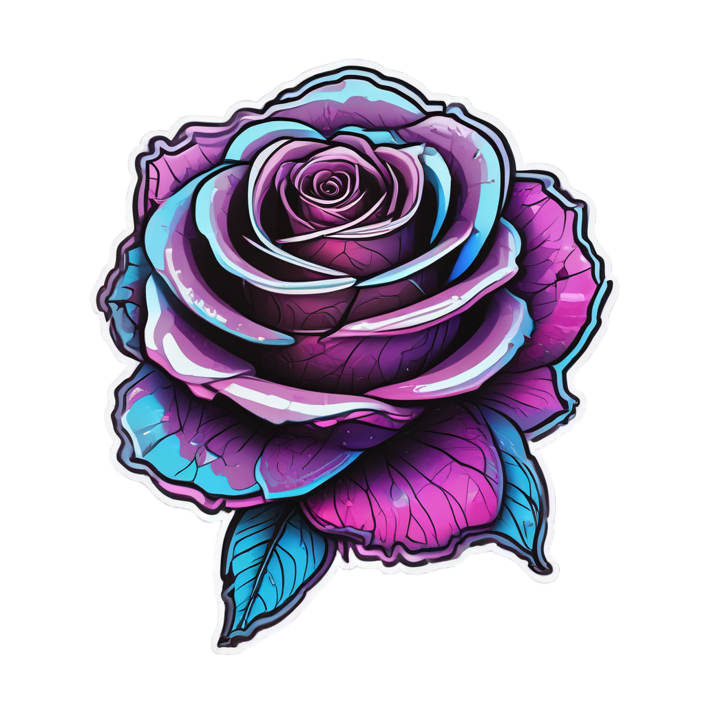 Cyber Rose Bloom — gothic botanical stickers