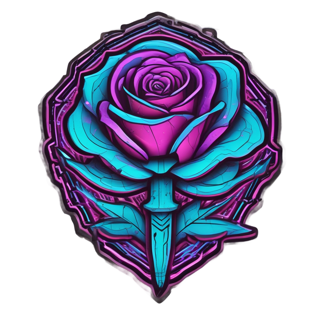 Cyber Rose Dagger Fusion — snake, dagger & rose stickers