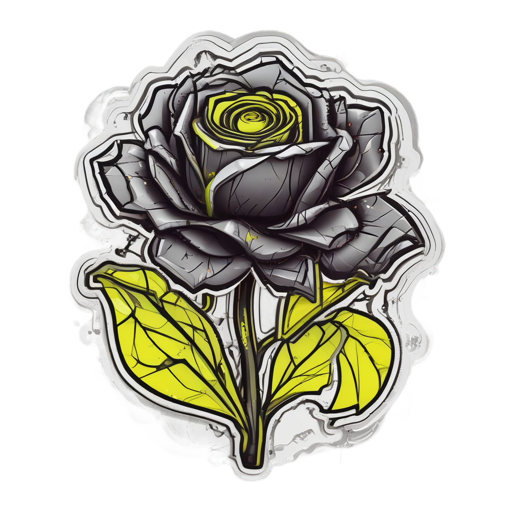 Cyber Rose Mecha Petals — gothic botanical stickers