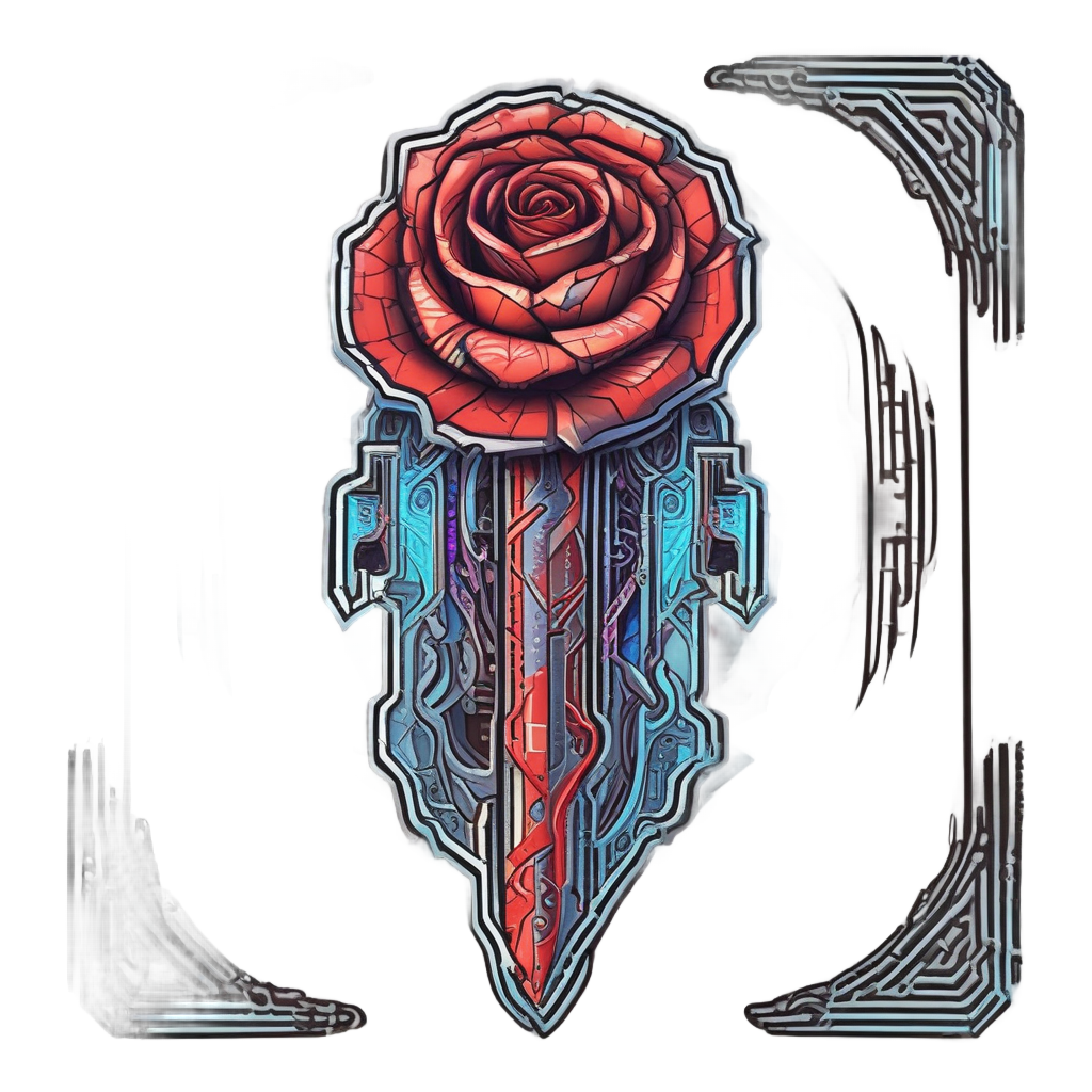 Cyber Rose Stab — snake, dagger & rose stickers