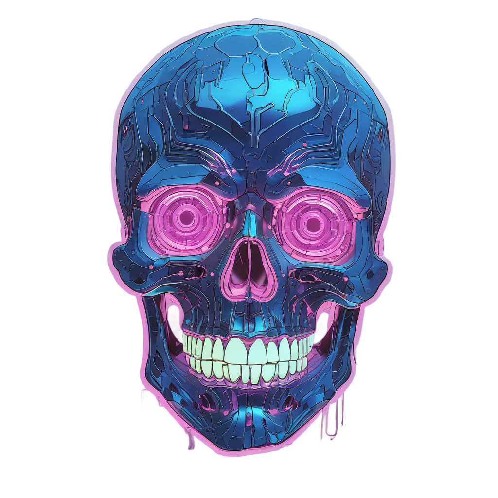 Cyber Skull Locked — blackwork skull stickers