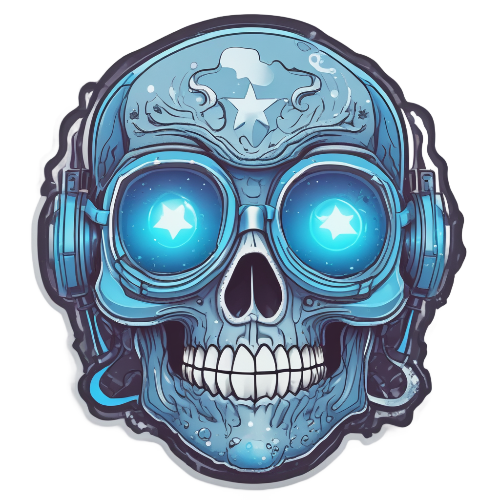 Cyber Skull with Stars — cute skull stickers