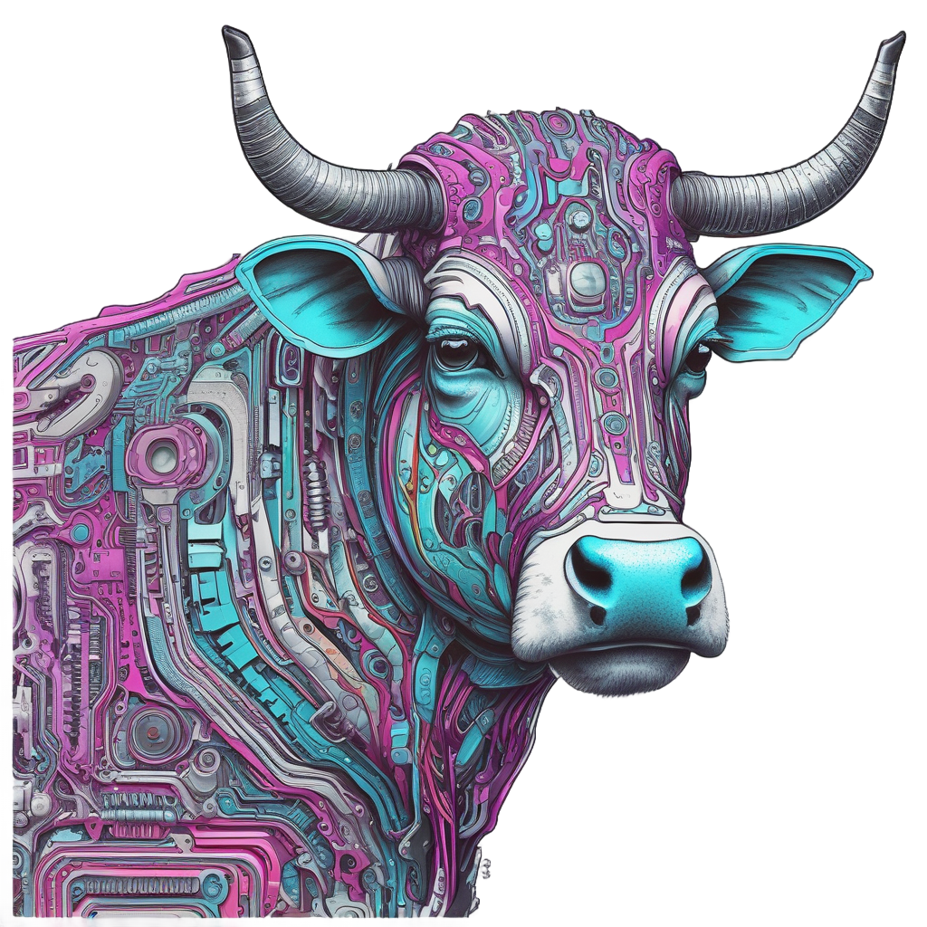 Cyberhorn Cowboy — farm animals stickers