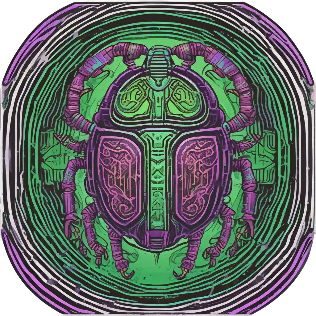 Cybernetic Neon Scarab — insects stickers