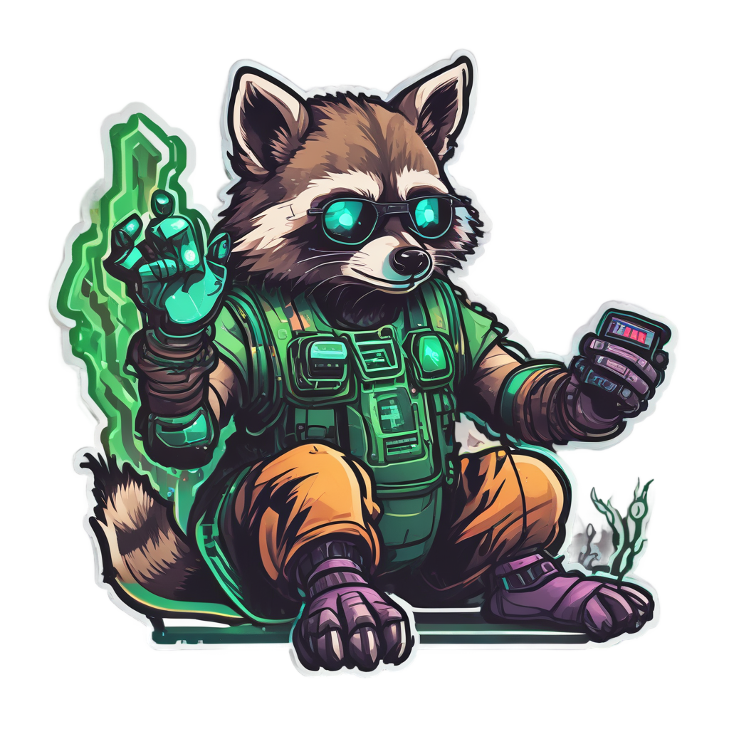 Cybernetic Raccoon Gamer — gamer stickers
