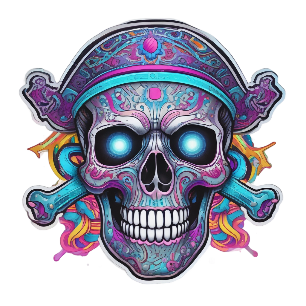 Cybernetic Skull Hologram — skull & crossbones stickers