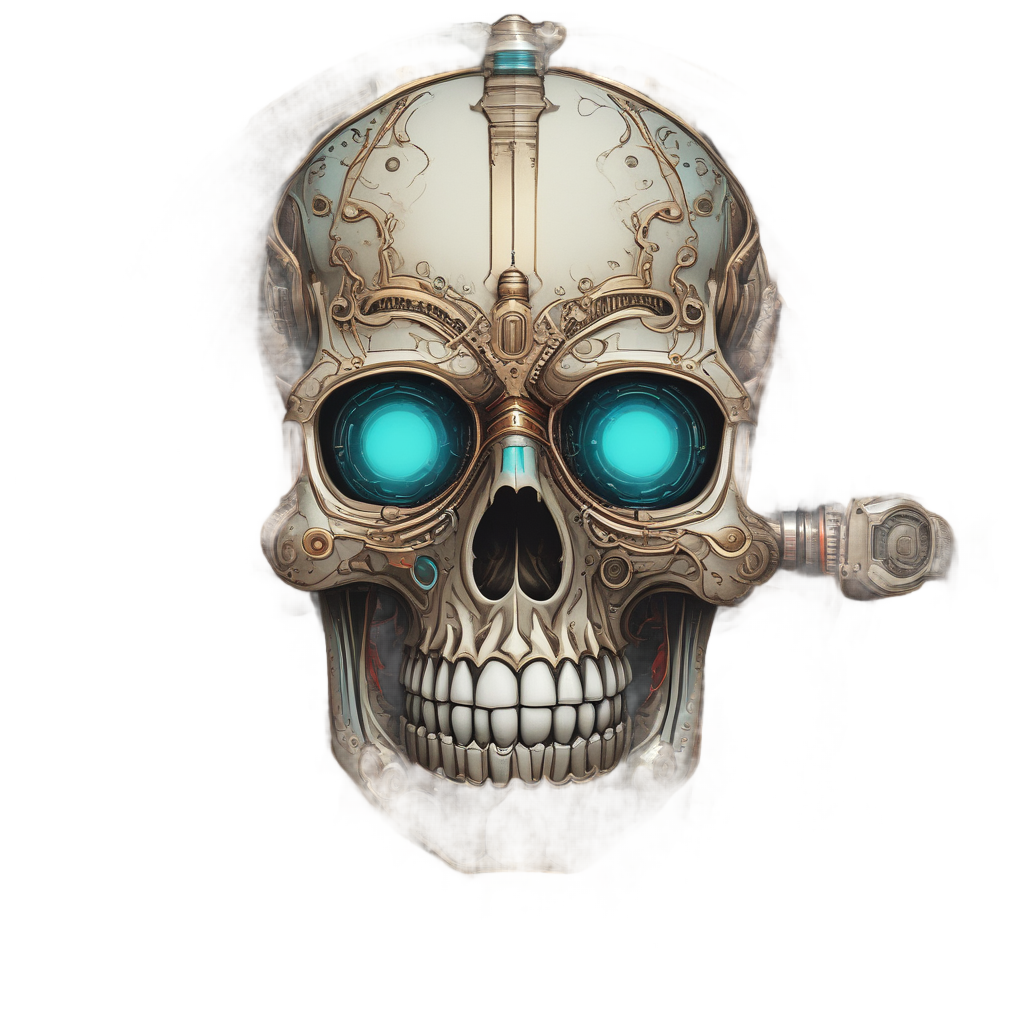 Cybernetic Skull with Eye Beam — biker & chrome skull stickers