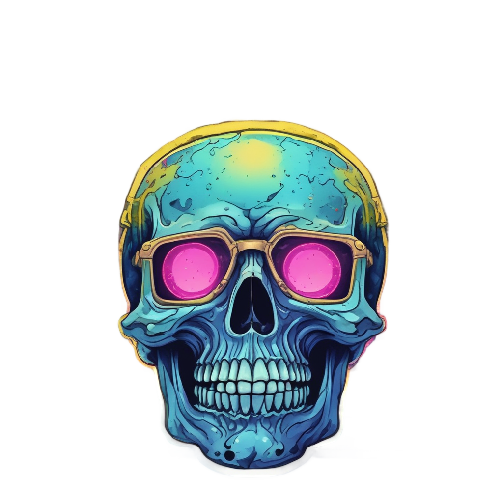 Cyberpunk City Skull — neon cyber skull stickers