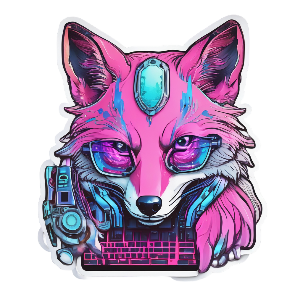 Cyberpunk Fox Hacker — wildlife stickers