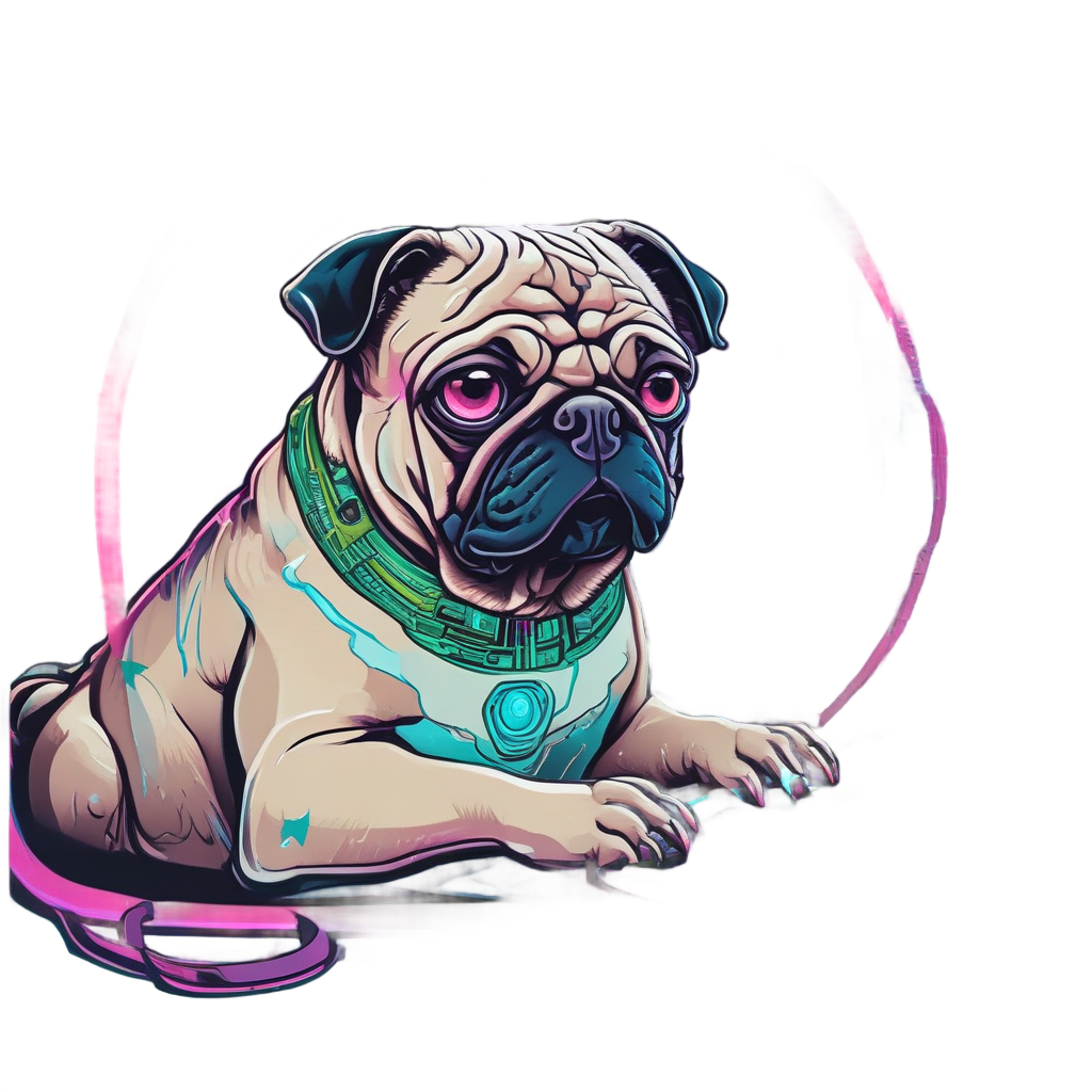 Cyberpunk Hacker Pug — dogs stickers