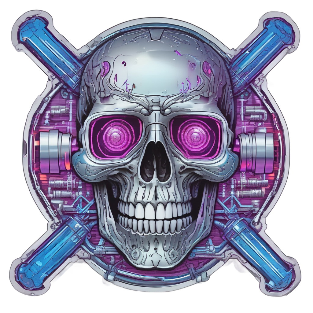 Cyberpunk Skull Rebellion — skull & crossbones stickers