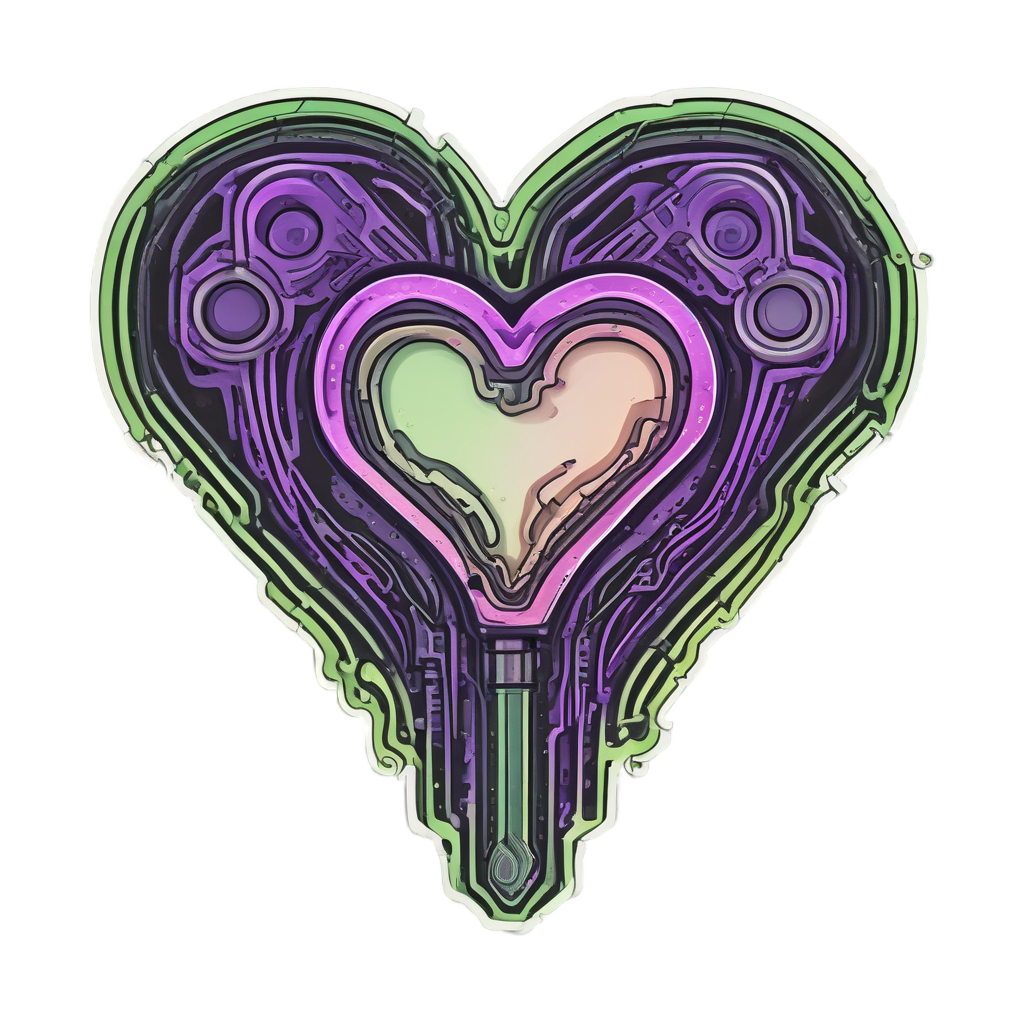 Cyberpunk Wrench Piston Heart — garage stickers
