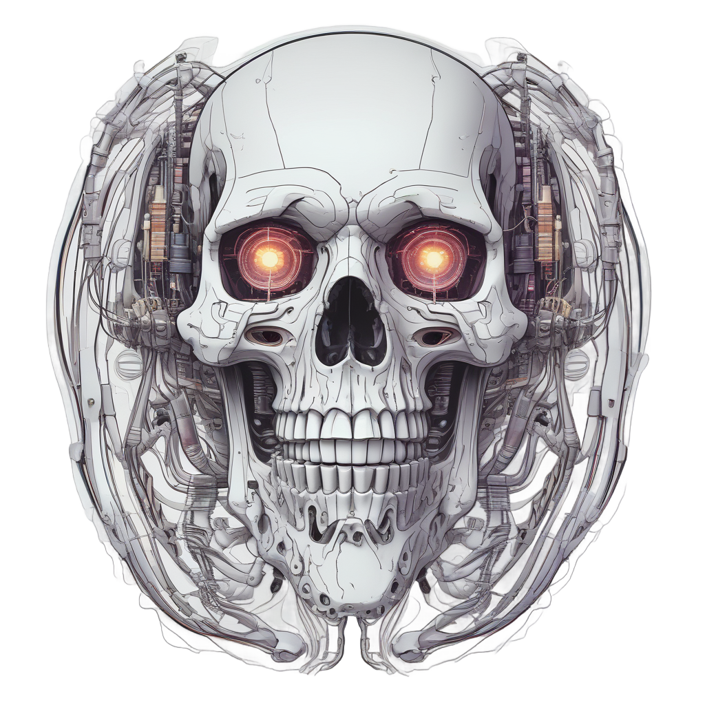 Cyborg Half Skull — neon cyber skull stickers