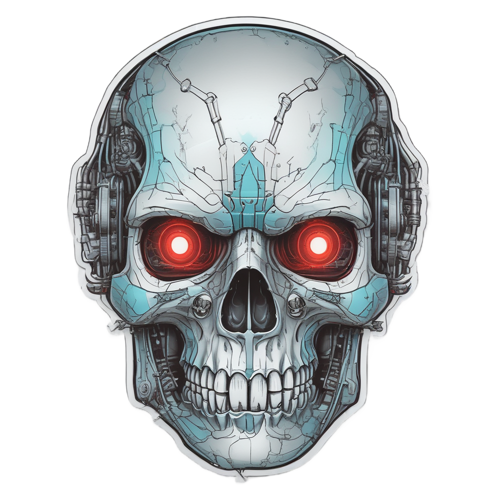 Cyborg Wire Skull — barbed wire stickers