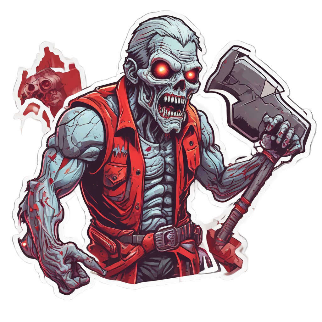 Cyborg Zombie with Axe — b-movie stickers