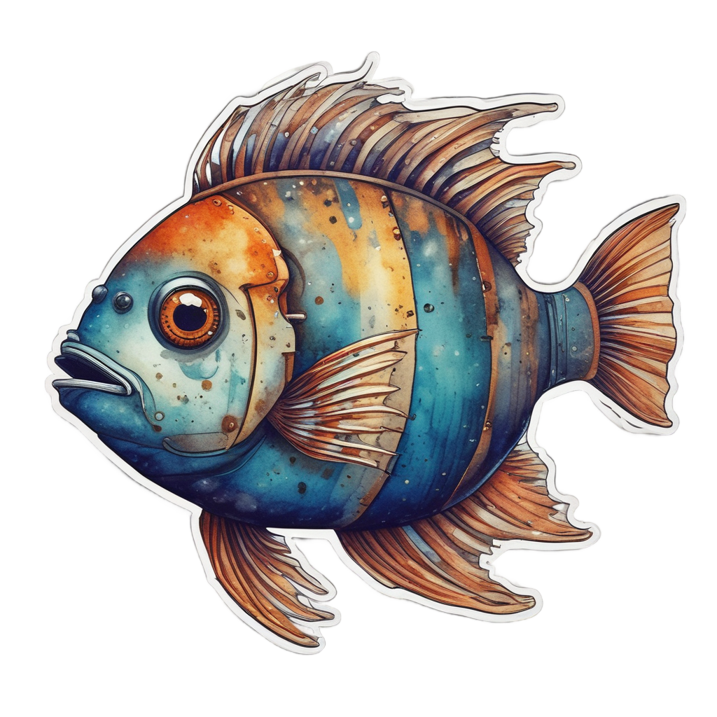 Cyclops Robot Fish — b-movie stickers