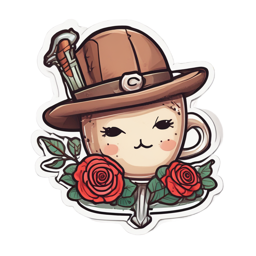 Dagger and Rose Tea — snake, dagger & rose stickers