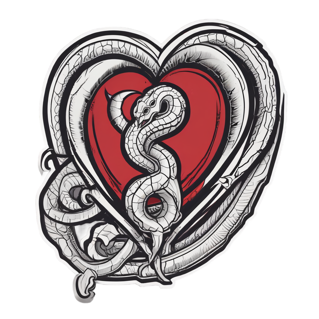Dagger Coil Heart Lock — snake, dagger & rose stickers