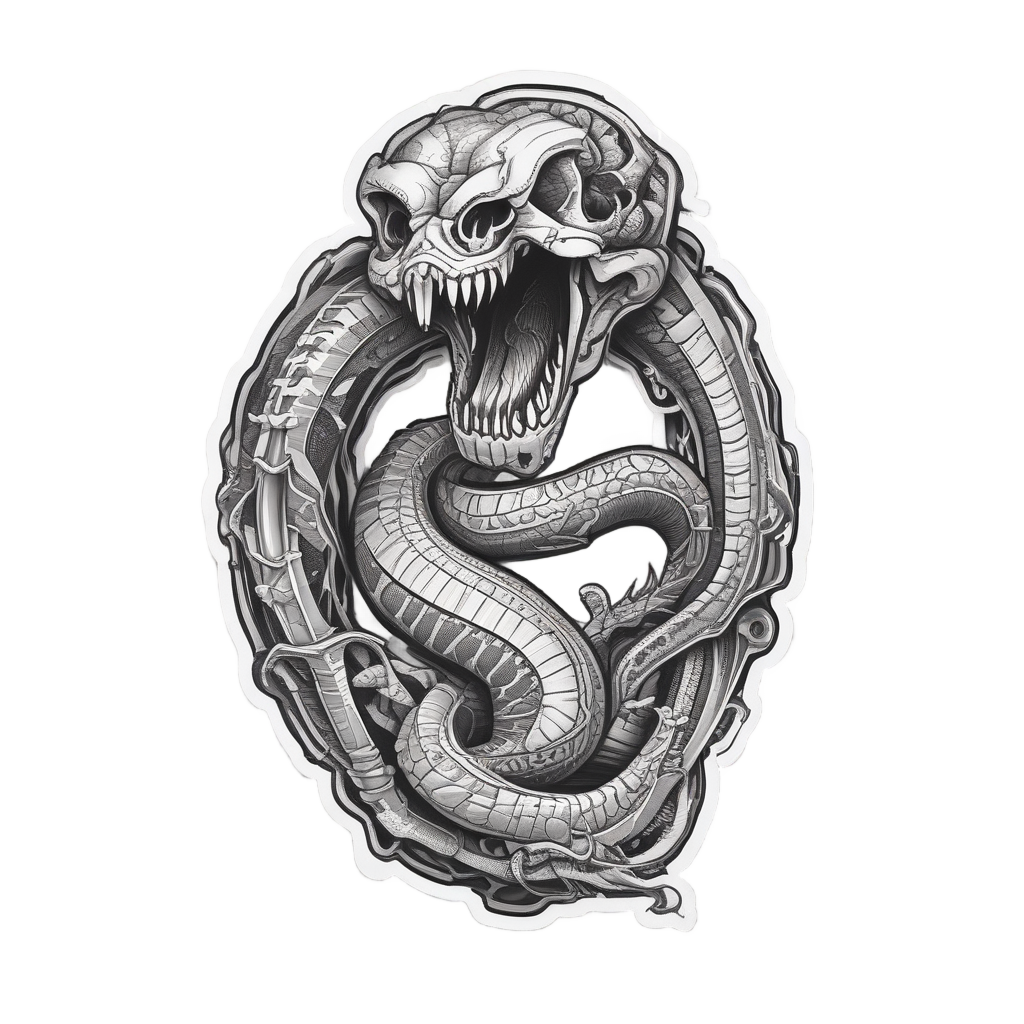 Dagger Coiled in Bones — snake, dagger & rose stickers