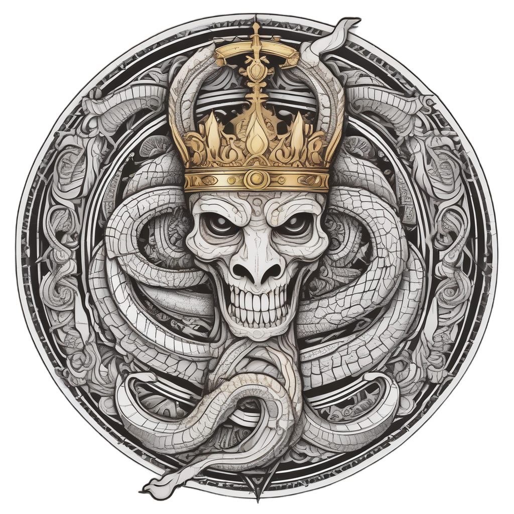 Dagger Coiled in Crown — snake, dagger & rose stickers