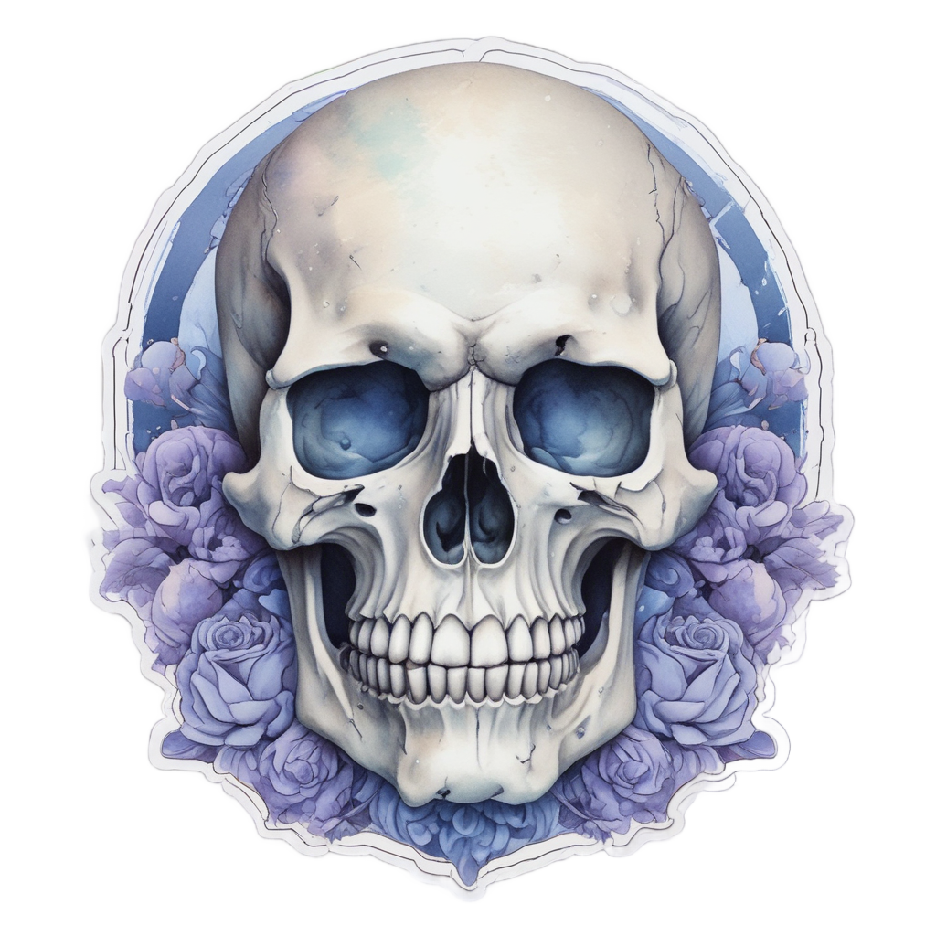 Dagger Dreaming Skull — blackwork skull stickers
