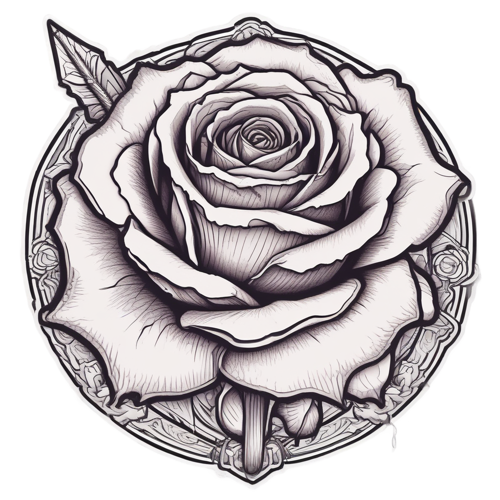 Dagger Full Bloom — snake, dagger & rose stickers
