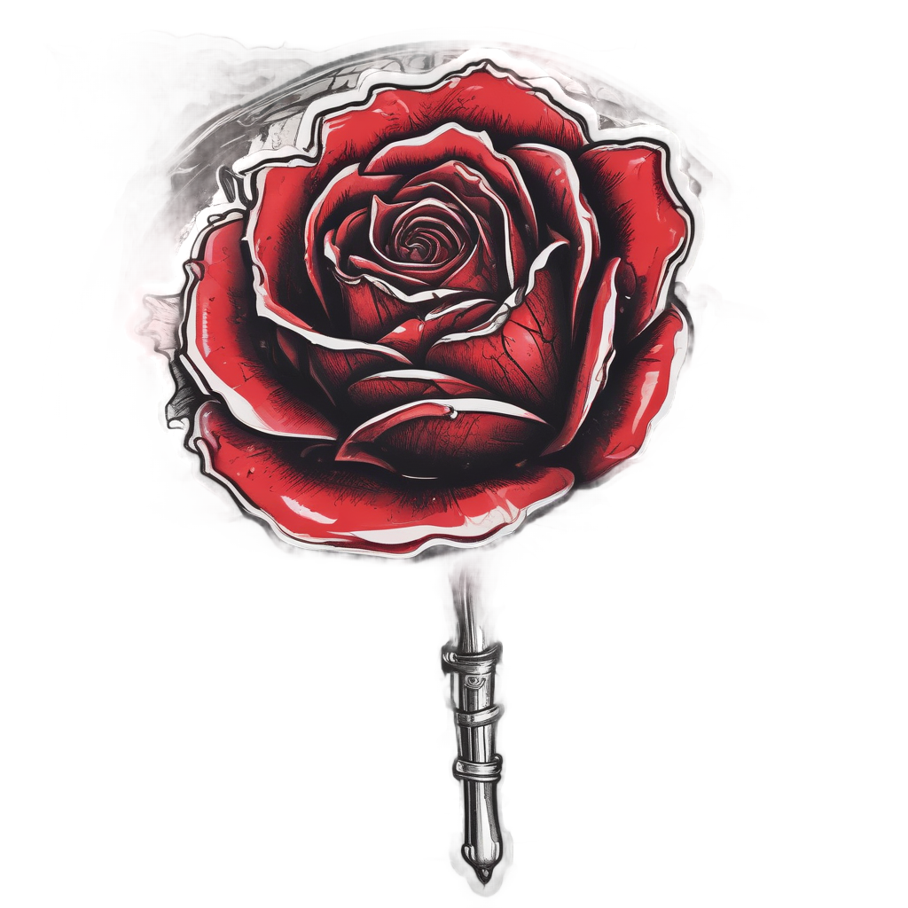 Dagger Pierced Rose — gothic botanical stickers