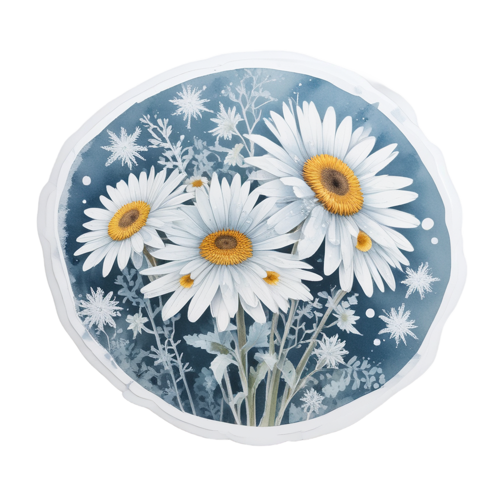 Daisy in Snowfall — floral stickers