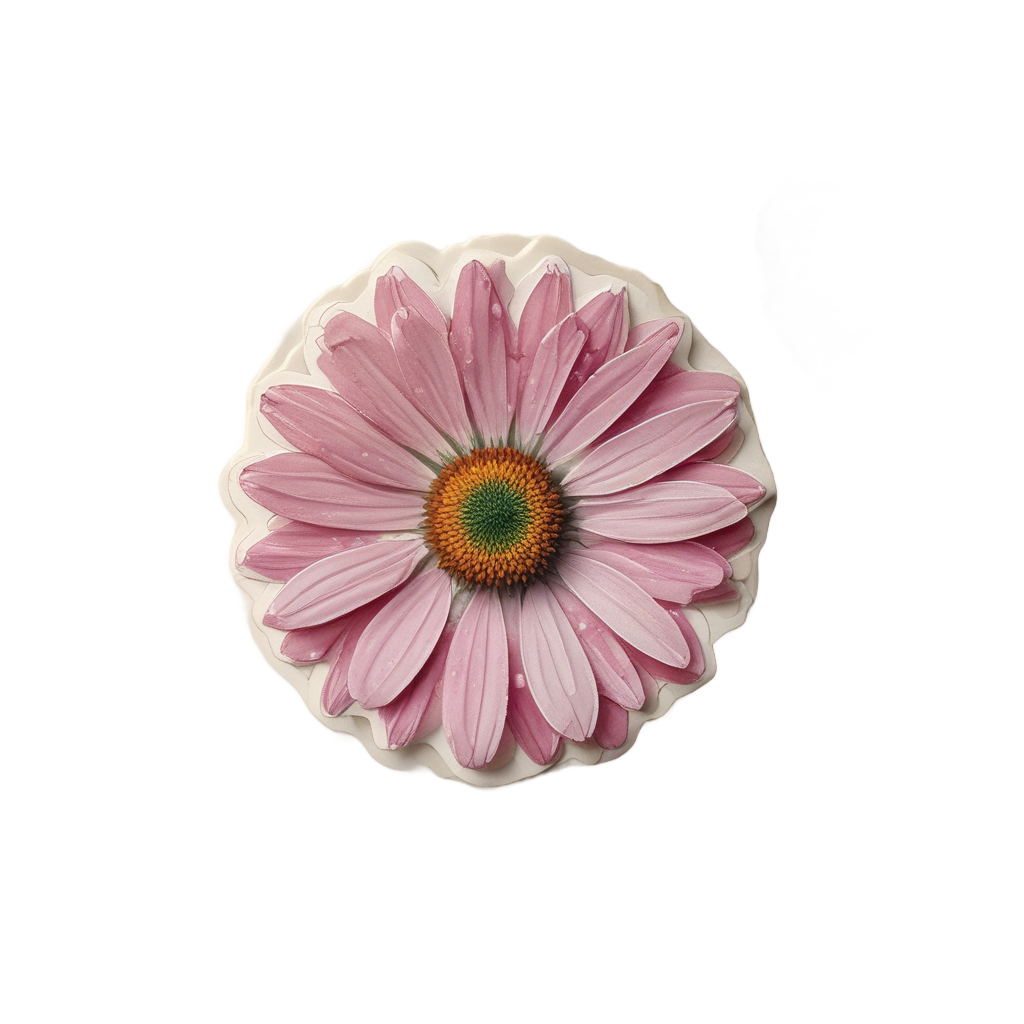 Pressed daisy on a sealed envelope with heart watermark, rose and cream