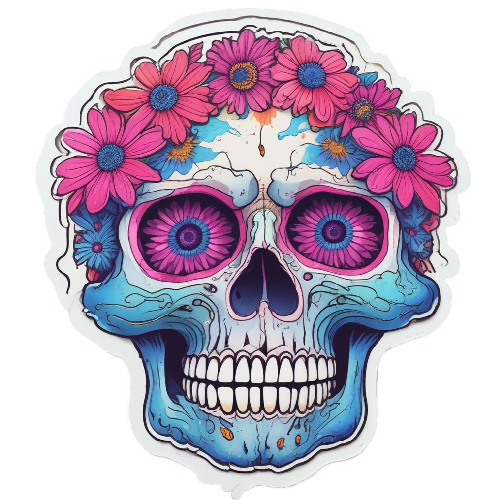 Daisy Skull Chaotic — abstract & patterns stickers